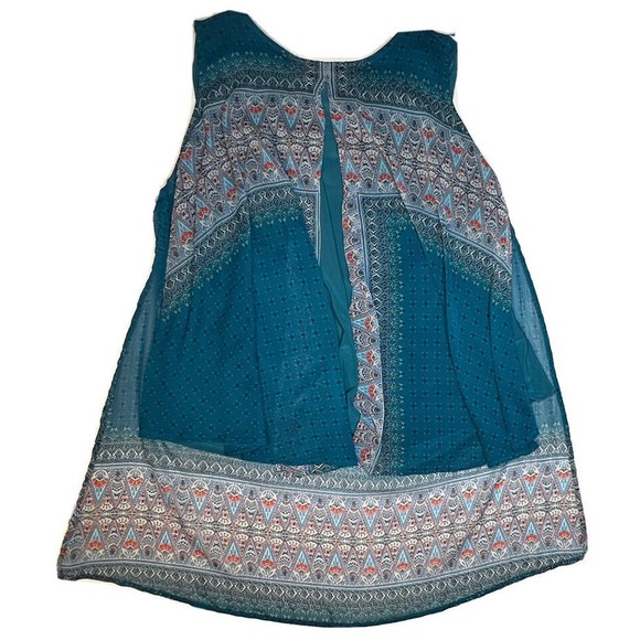 C EST 1946 Womens Sleeveless Shift Blouse Top Teal Sheer Layer Plus Size 18/20W - Picture 5 of 12